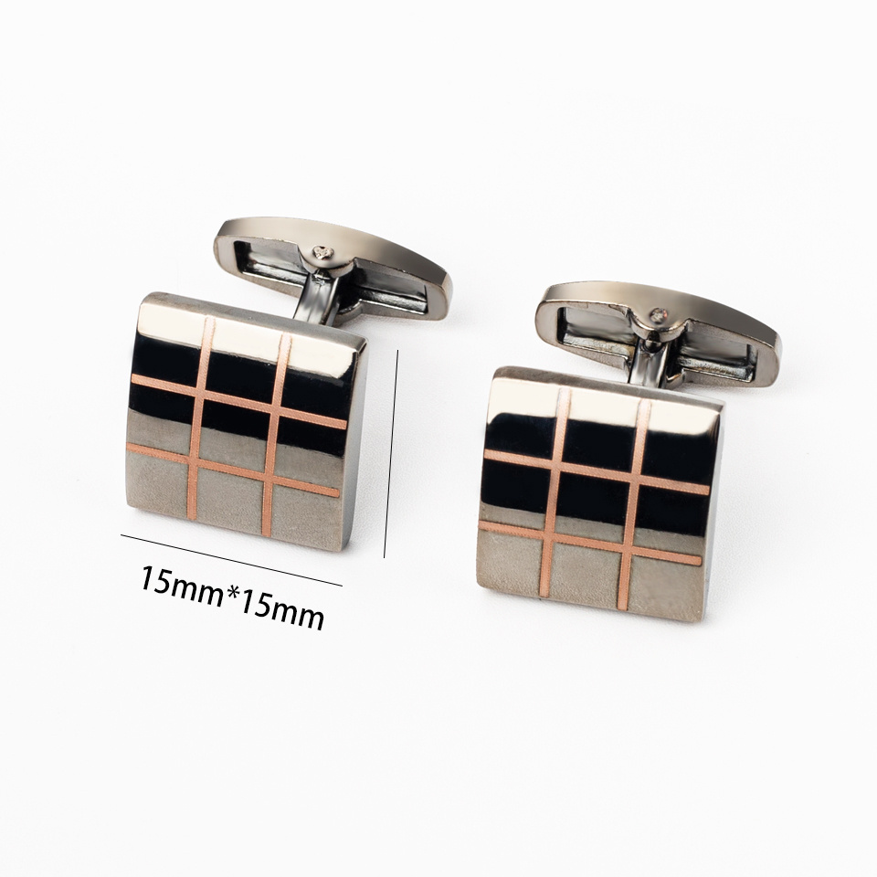 Wholesale men's classic square engraved  stainless steel cufflinks