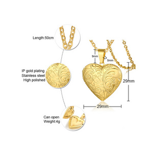 fashion custom logo personalized 18k gold plated heart necklace stainless steel