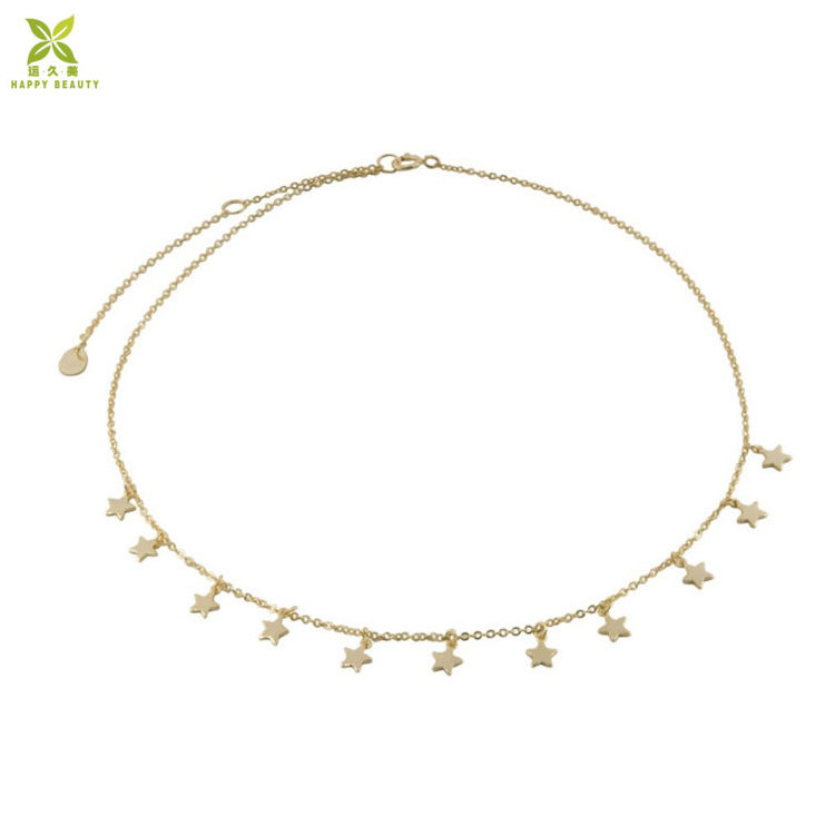 925 Sterling silver choker necklace gold plated star moon choker necklace