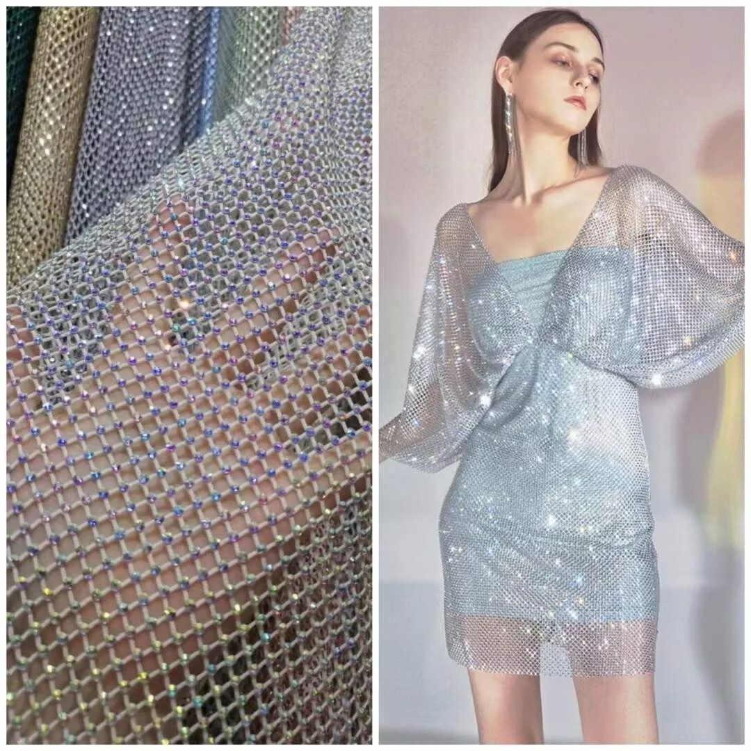 Lucky  bulk   1.2 meter wide  with  ss12 (3.5mm) stone rhinestone mesh fabric rhinestone  trimming for dancing dress