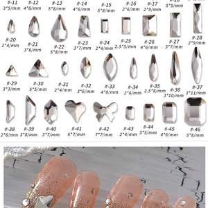 high shiny  flat back crystal  rhinestones nail decoration Non hotfix glue on strass diamond flower heart shapes for nail stones