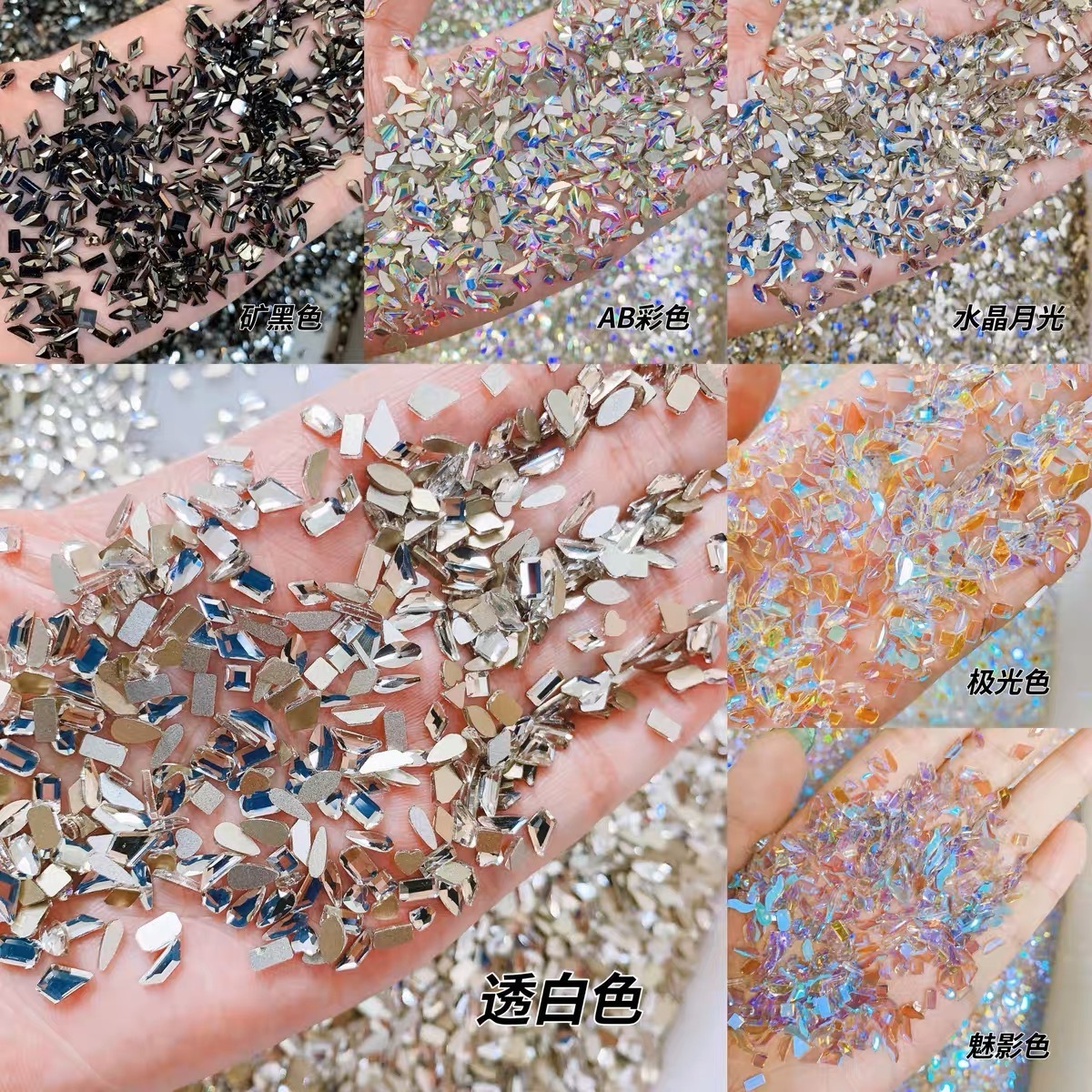 high shiny  flat back crystal  rhinestones nail decoration Non hotfix glue on strass diamond flower heart shapes for nail stones