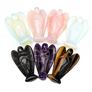 1.5 Inch Hight Quality Crystal Angels Hand Carved Gemstone Opal Angel Crystal Craft Healing Stone Figurine