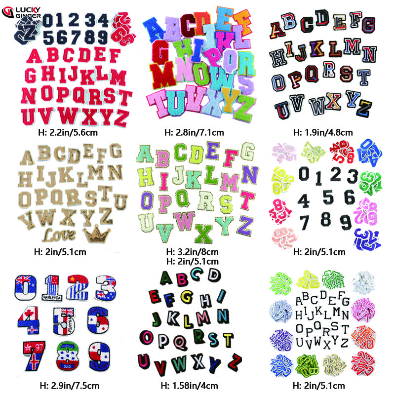 Multiple Choice Embroidery Chenille Letter Patches,  Iron on Embroidery Numbers Lettering Alphabet Letters