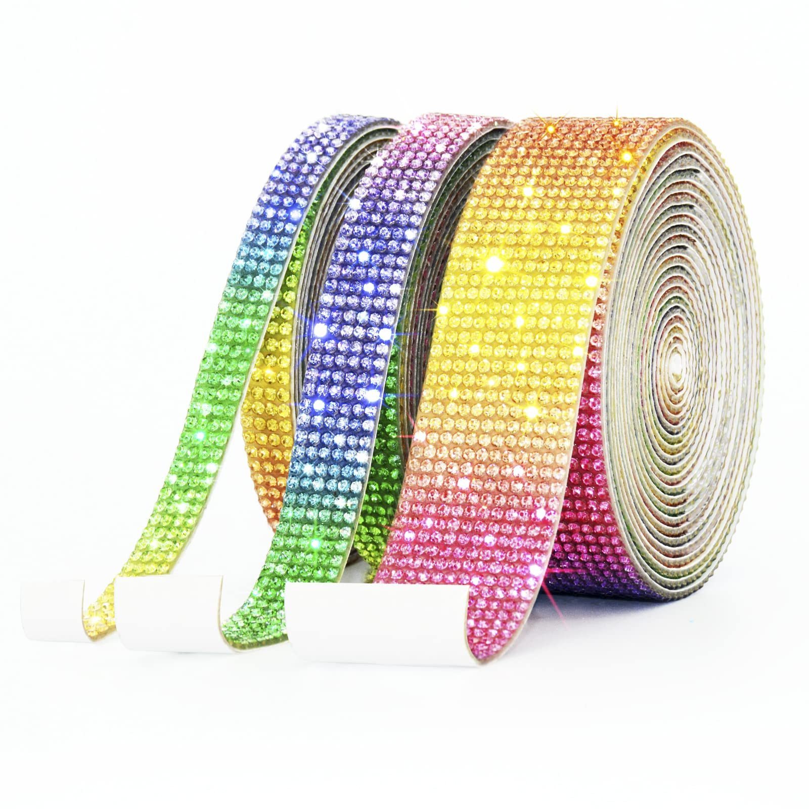 Self Adhesive Crystal Rhinestone Ribbon Diamond Bling Ribbons Wrap Mesh Glittering Sticker Roll for Arts Crafts Decoration