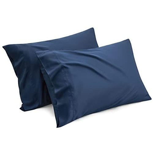 Viscose from Bamboo Pillow Cases Queen - Silk Grey Cooling Pillowcase Set of 2, Soft & Breathable Satin Toddler Pillow Cases