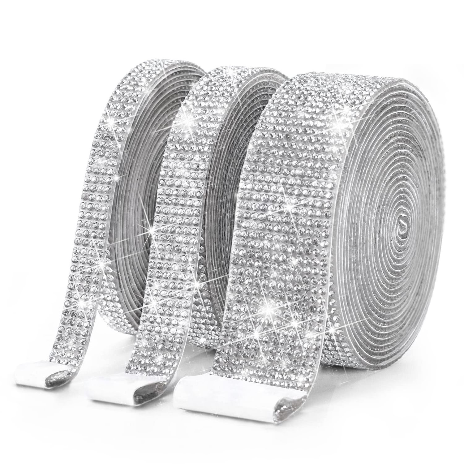 Self Adhesive Crystal Rhinestone Ribbon Diamond Bling Ribbons Wrap Mesh Glittering Sticker Roll for Arts Crafts Decoration