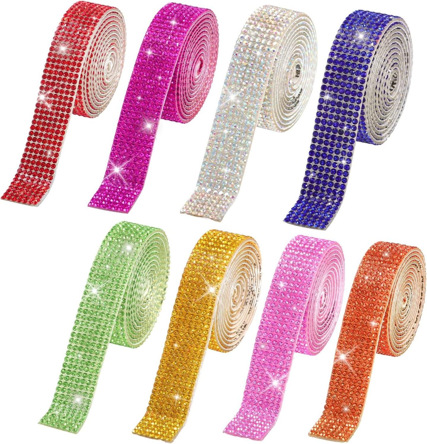 Rhinestone Ribbon Self Adhesive Diamond Rhinestones for Crafts Crystal Diamond Ribbon Strip Stickers Silver Bling DIY