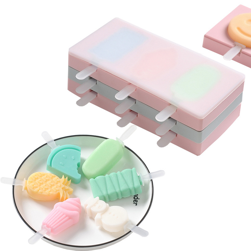 Silicone Ice Cream Mold with Cover Animals Shape Jelly Form Maker for Ice lolly Moulds Ice Cube Tray for Candy Bar Decoration