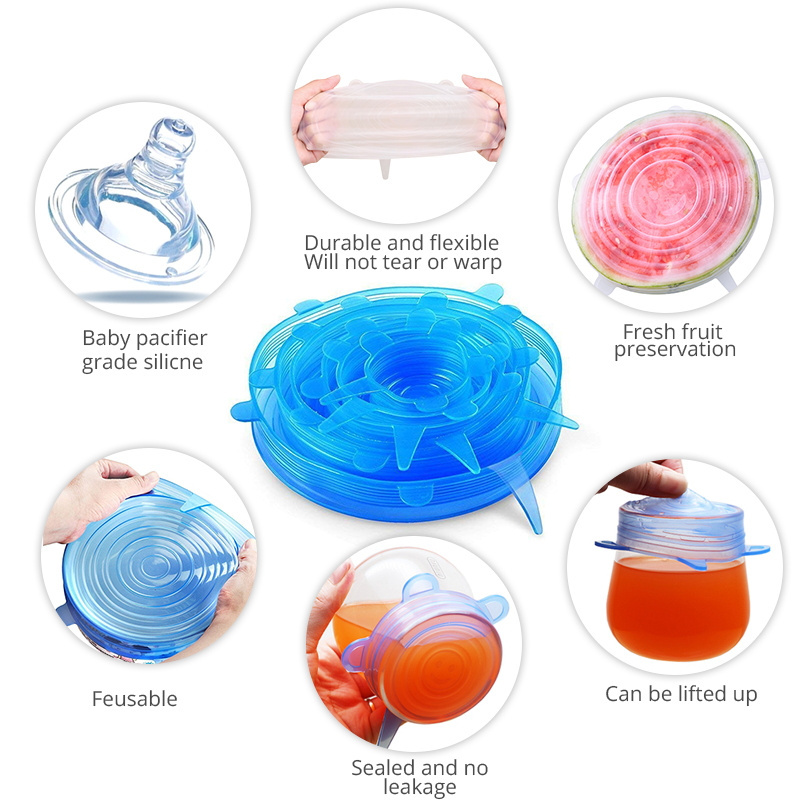 Silicone Cooware Lids Stretch  for Container Food Wrap Bowl Pot Lid Keeping Fresh Seal Lid food Covers