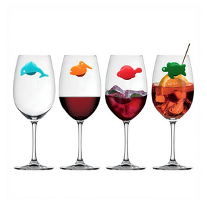 12pcs/set Creative Cute Wine Glass Charm Suction Marine Animals Wine Glass Marker Wine Glass Tag Bar Accessories