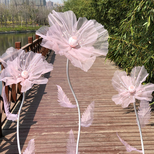 JH220160 Giant Artificial Flowers Large Organza Flower Display For Wedding Decoration Stage