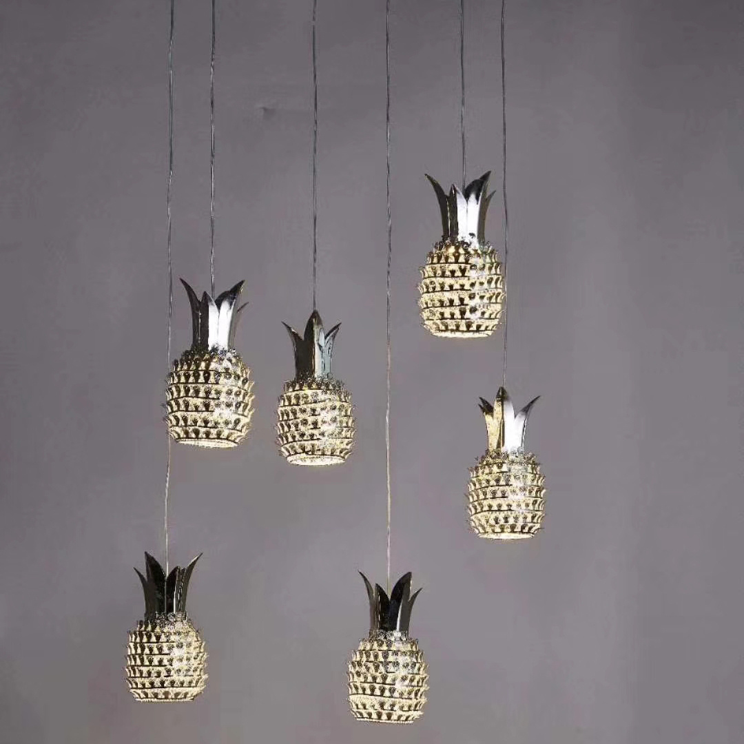 LK20200603-16 Hot Sale Metal Pineapple LED Christmas String Light Adjustable Height Indoor Decoration Hanging Lights