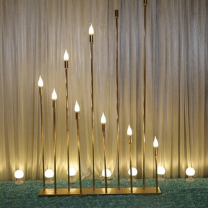 LDJ752 10 Heads LED Candelabra Wedding Party Decorative Luxury Gold Table Centerpiece Wholesale