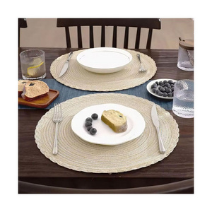 CD240002 Wedding Table Placemats Round Insulation Pad Linen Table Mats Coaster Dining Table Mat Home Decoration Pad