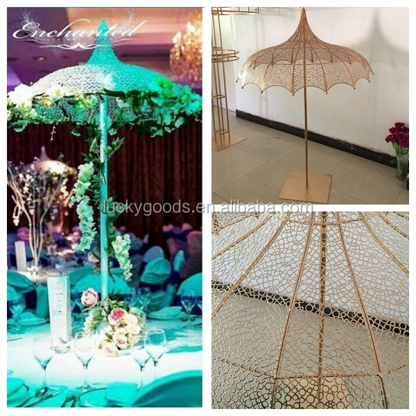 LDJ030 Luckygoods factory wholesale metal umbrella wedding centerpiece