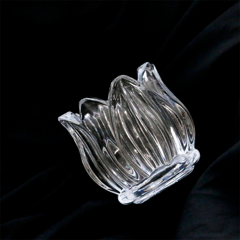 ZT230106 Wholesale high quality crystal glass lotus flower tea light candle holder for indoor decorzation