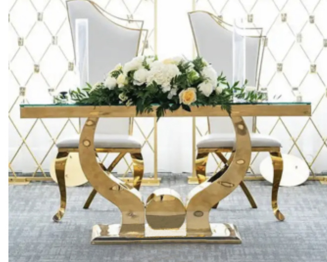 luckygoods gold stainless steel table for wedding decoration table JJ230033