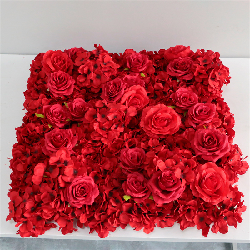 LFB2239-4 Silk Backdrop Wedding Decoration Peony Hydrangea Rose Decor Panels 60*60cm Artificial Plastic Grid Flower Wall Panel