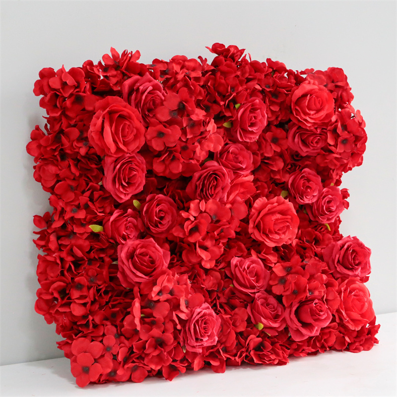 LFB2239-4 Silk Backdrop Wedding Decoration Peony Hydrangea Rose Decor Panels 60*60cm Artificial Plastic Grid Flower Wall Panel