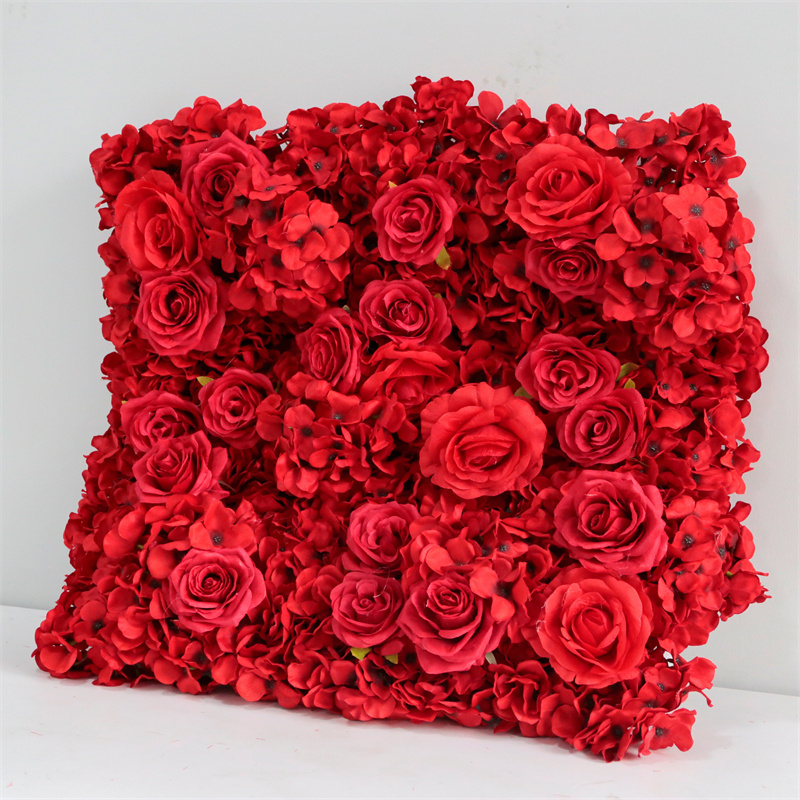 LFB2239-4 Silk Backdrop Wedding Decoration Peony Hydrangea Rose Decor Panels 60*60cm Artificial Plastic Grid Flower Wall Panel