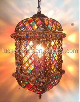 XK080 Holiday decoration indoor hanging moroccan brass lantern for sale