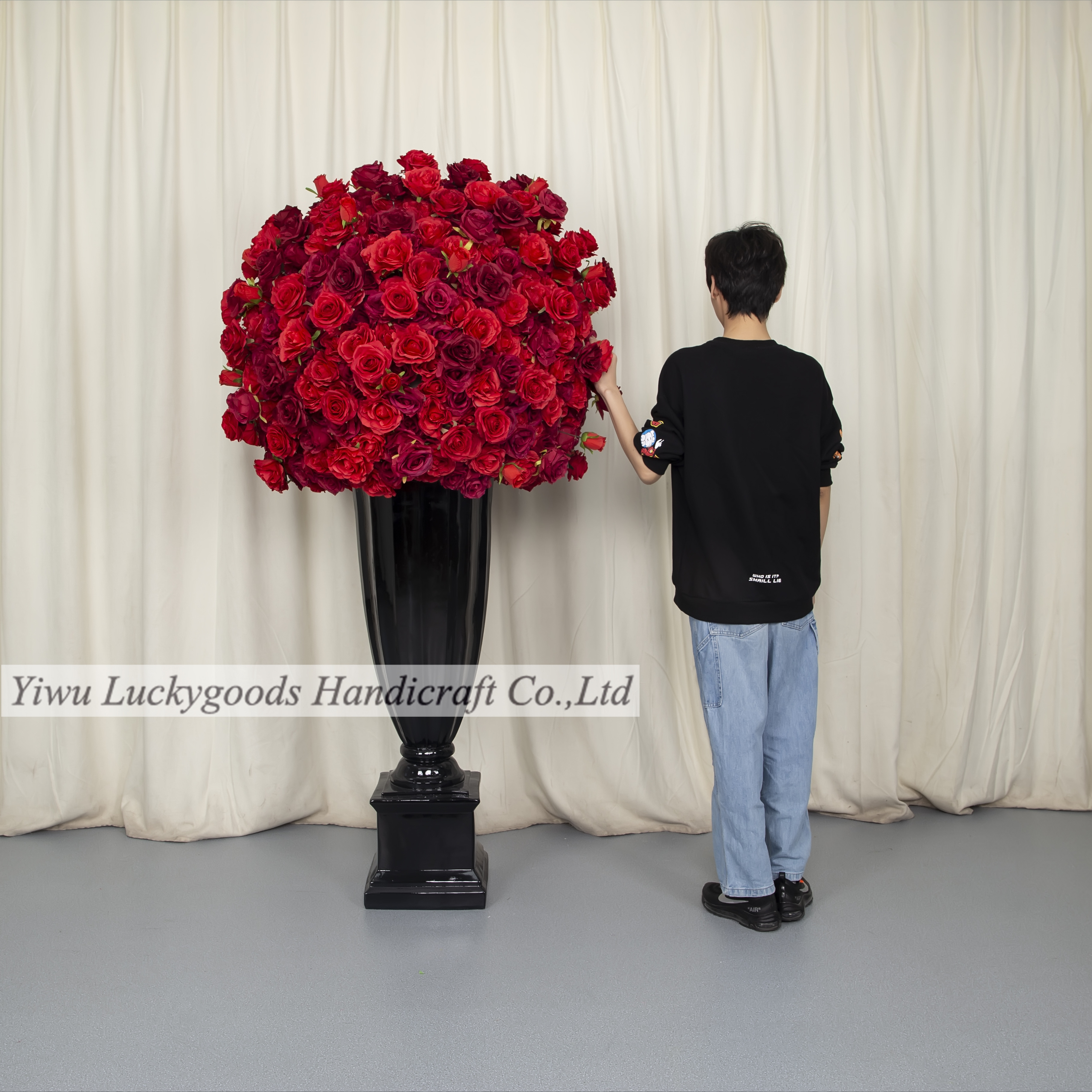 LFB1609-3 large artificial flower ball for centre pieces wedding table decoration red roses flower ball