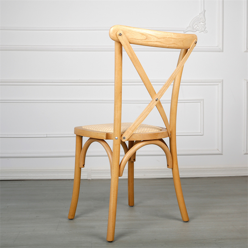 JJ220101 2024 Wholesale Stack Stackable Beech Oak Crossback Chair Wedding Vineyard Dining Wood Cross Back Chair