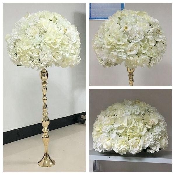 LFB1222 Personalized Artificial Ivory Rose Butterfly Wedding Centerpiece Flower Decorative Flowers & Wreaths