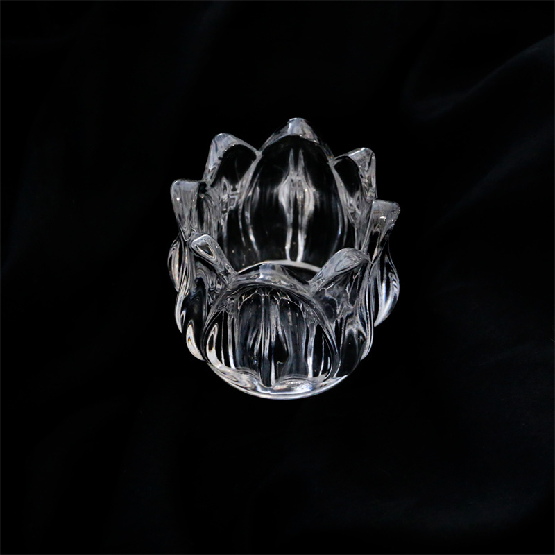 ZT230106 Wholesale high quality crystal glass lotus flower tea light candle holder for indoor decorzation