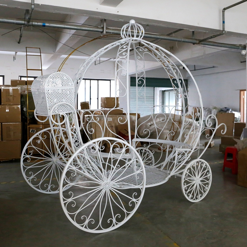 LDJ751 party event decorative cinderella horse carriage wrought iron white princess carriage wedding decoration