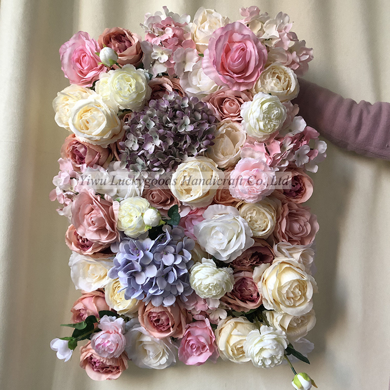 LFB1013 Customized event floral background wall artificial  rose peony party flower panel wholesale