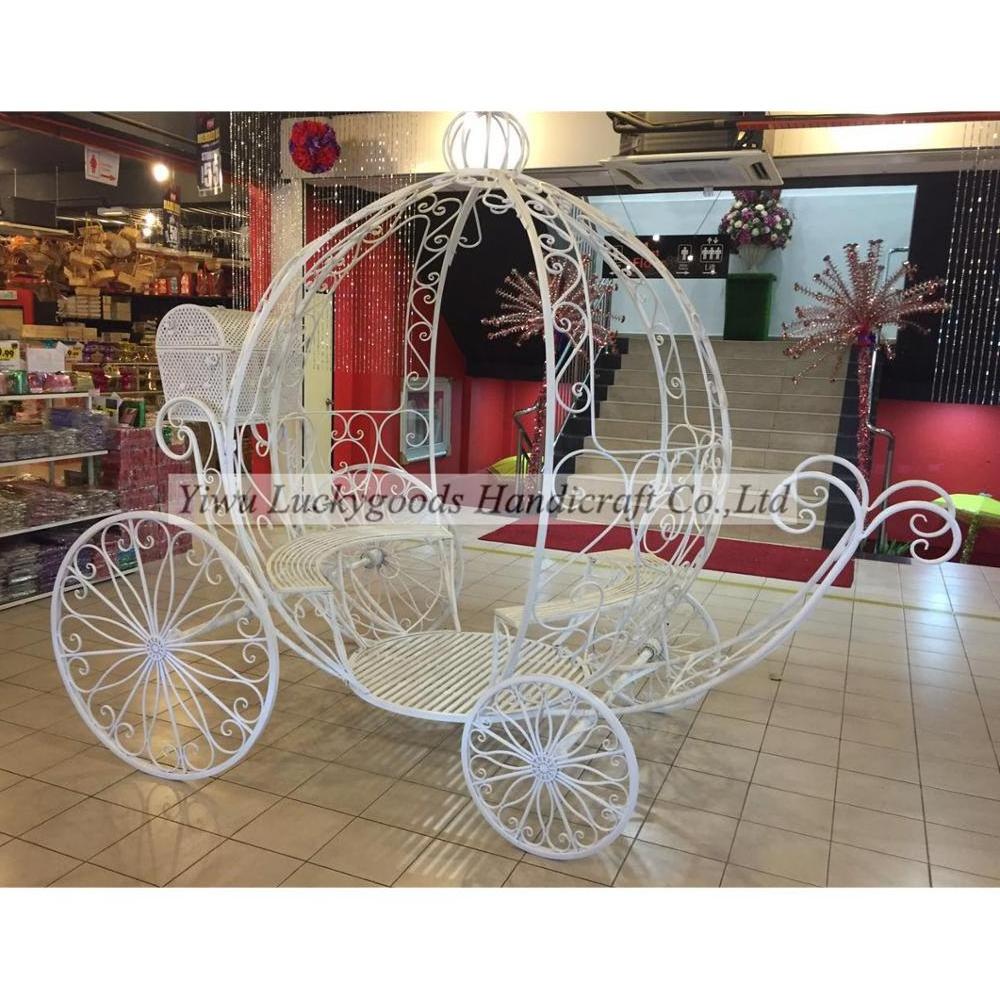 LDJ429 Factory supply bulk large metal pumpkin horse carriage for wedding decoration