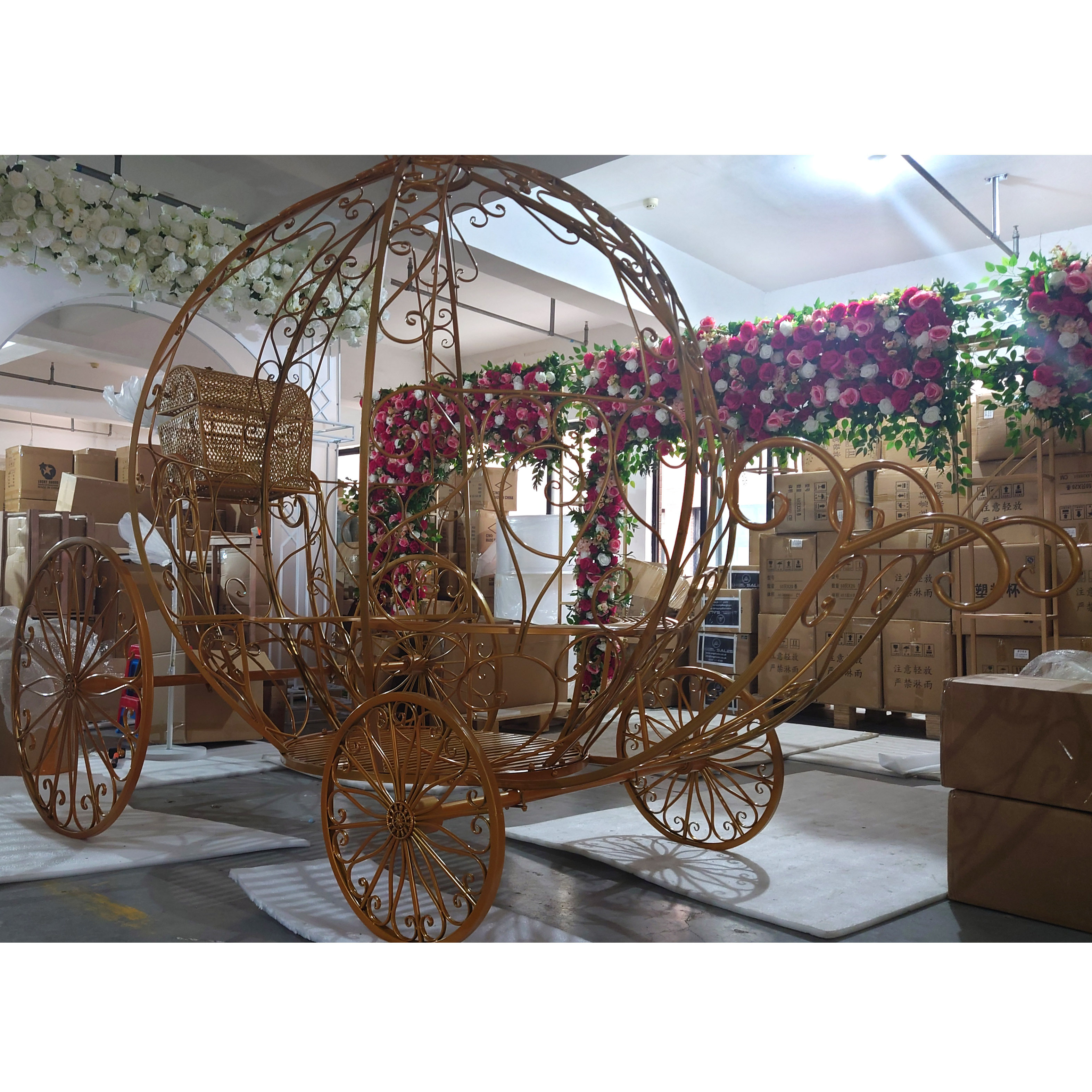 LDJ751 Metal Cinderella Pumpkin Carriage Outdoor Christmas Decoration Horse Carriage