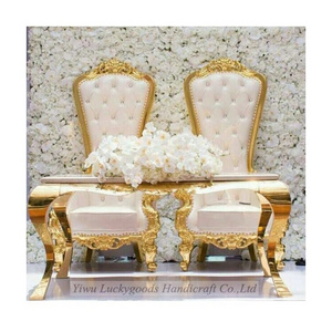 LG20171113-2 Bride and groom white wedding sofa chair party throne chair and marble table