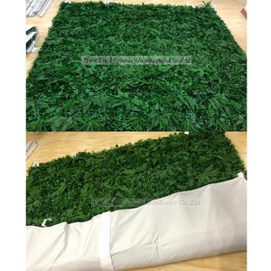 CP031-3 Luckygoods new design cloth back roll up green artificial grass wall backdrop for stage decoration