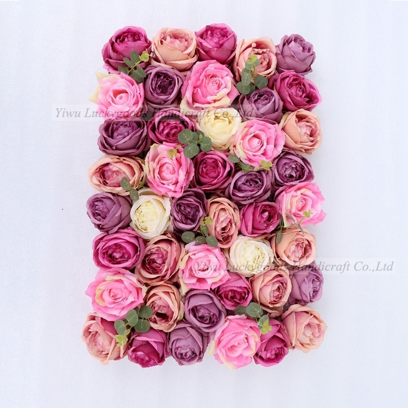 LFB1051  Luckygoods Artificial Rose Flower Wall Panels for Wedding Event Party Backdrop Decorations