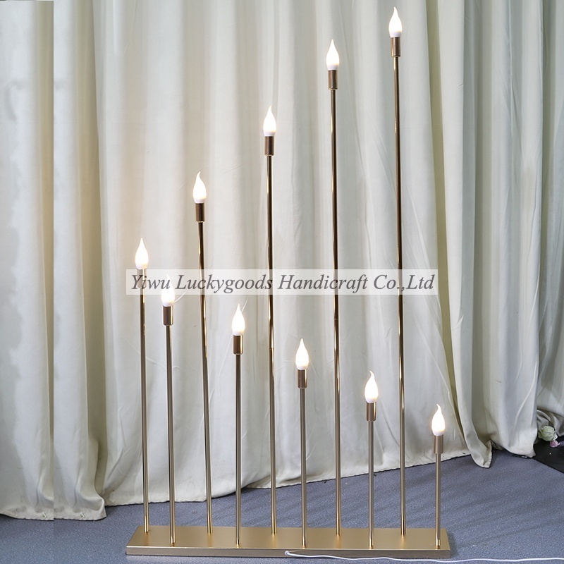 LDJ752 10 Heads LED Candelabra Wedding Party Decorative Luxury Gold Table Centerpiece Wholesale