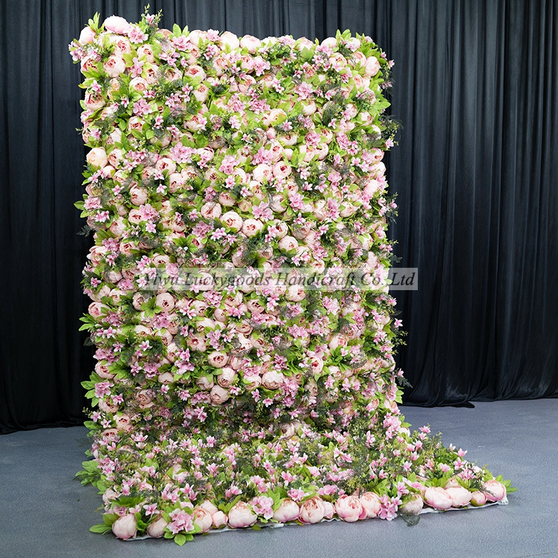 LFB1528 Hot Selling Roll-Up White Green Flower Wall for Mother's Day Easter Graduation Photography Christmas Decoration