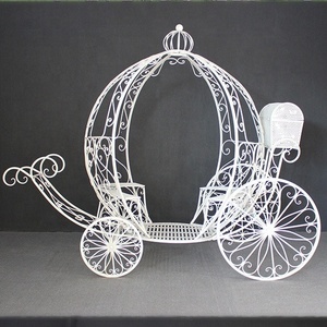 LDJ751 white gold wedding stage decoration metal horse carriages manufacturer trade cinderella carriage decorations