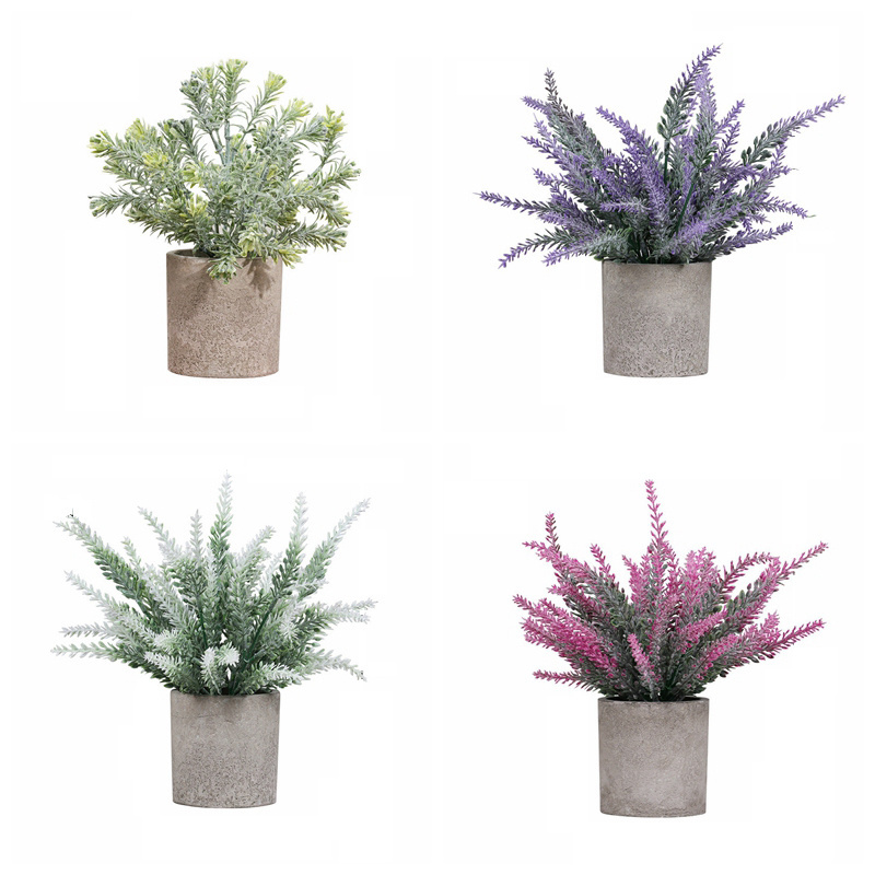 PT003-7 Wholesale Faux Green Plant Bonsai Potted Artificial Frosting Hedyotis Diffusa Plants In Pots Indoor Desktop Decoration