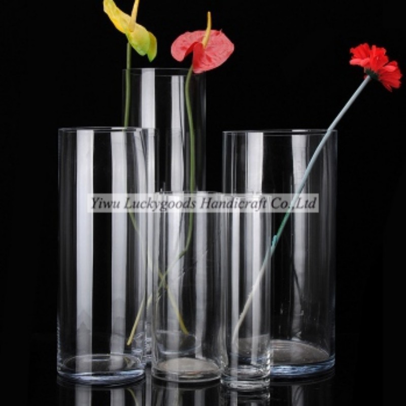 LHP001-3080 wedding clear centerpiece flower vase Elegant clear large cylinder glass vase for sale