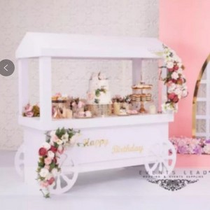 BJ220209-1 Baby Shower Candy Bar Cart  wedding party supplier white flower carts for sale