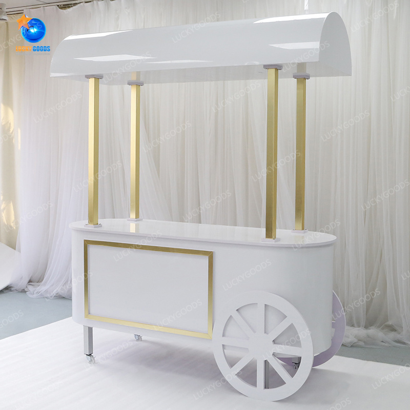 BJ210511-80 Morden white wedding cart flower and candy cart for wedding decoration