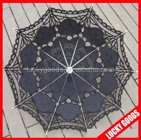 fancy black color batternburg antique lace parasol wholesale