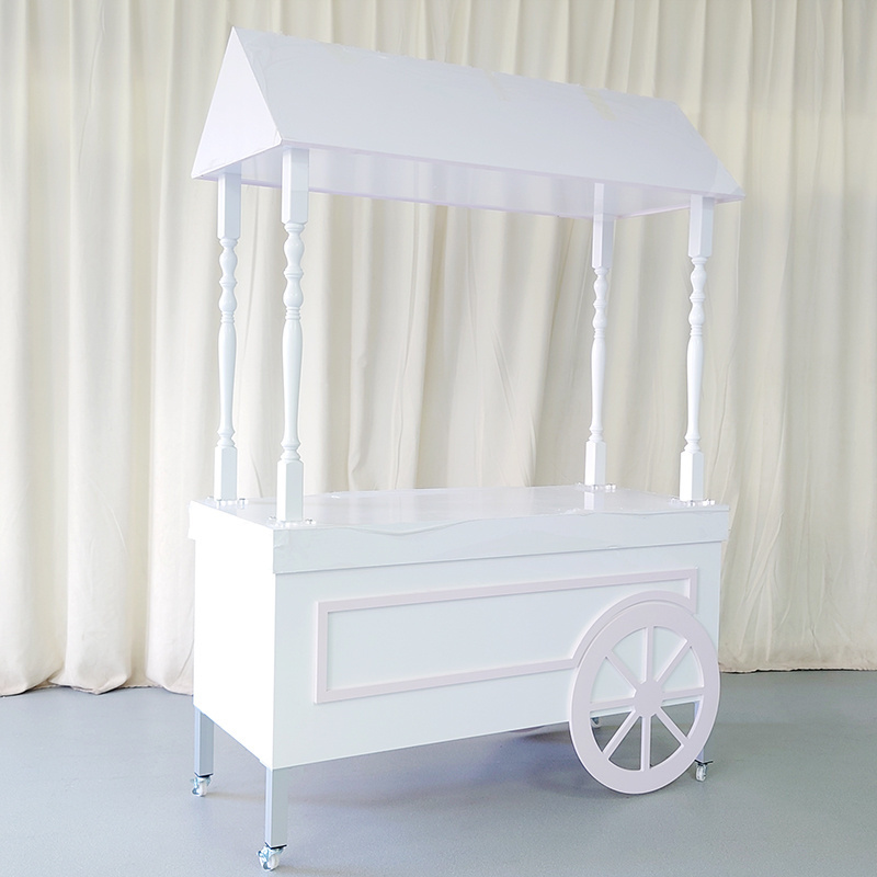 BJ220209-1 Baby Shower Candy Bar Cart  wedding party supplier white flower carts for sale