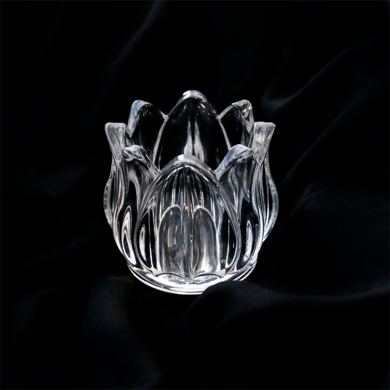 ZT230106 Wholesale high quality crystal glass lotus flower tea light candle holder for indoor decorzation