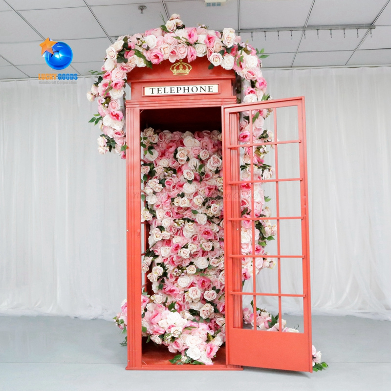 LFB1646 drop shipping bulk british telephone booth antique black floral telephone booth for sale