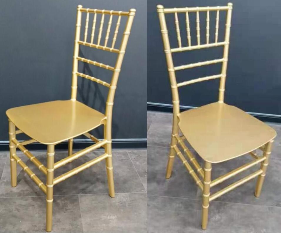 JJ220126 Wholesale Hotel Furniture PP Bedroom Dining Living Room Personalized Wedding chair Event Decoration Gold Chiavari Chair