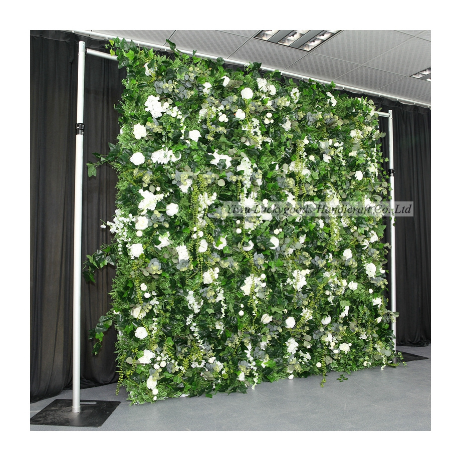 LFB1528 Hot Selling Roll-Up White Green Flower Wall for Mother's Day Easter Graduation Photography Christmas Decoration